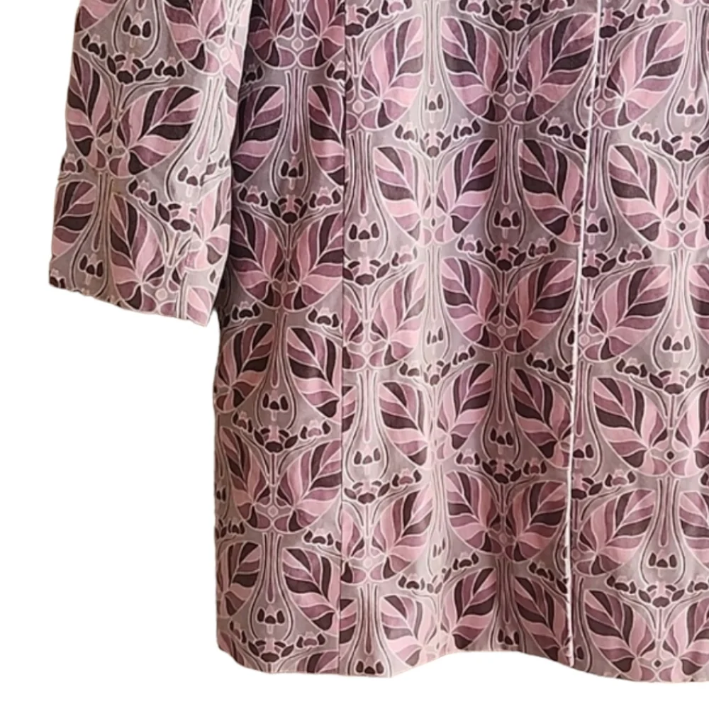 BANDOLINO Pink Gray Velvet Jacket L Retro Velour Peacoat Floral Y2K Topper - Picture 7 of 15